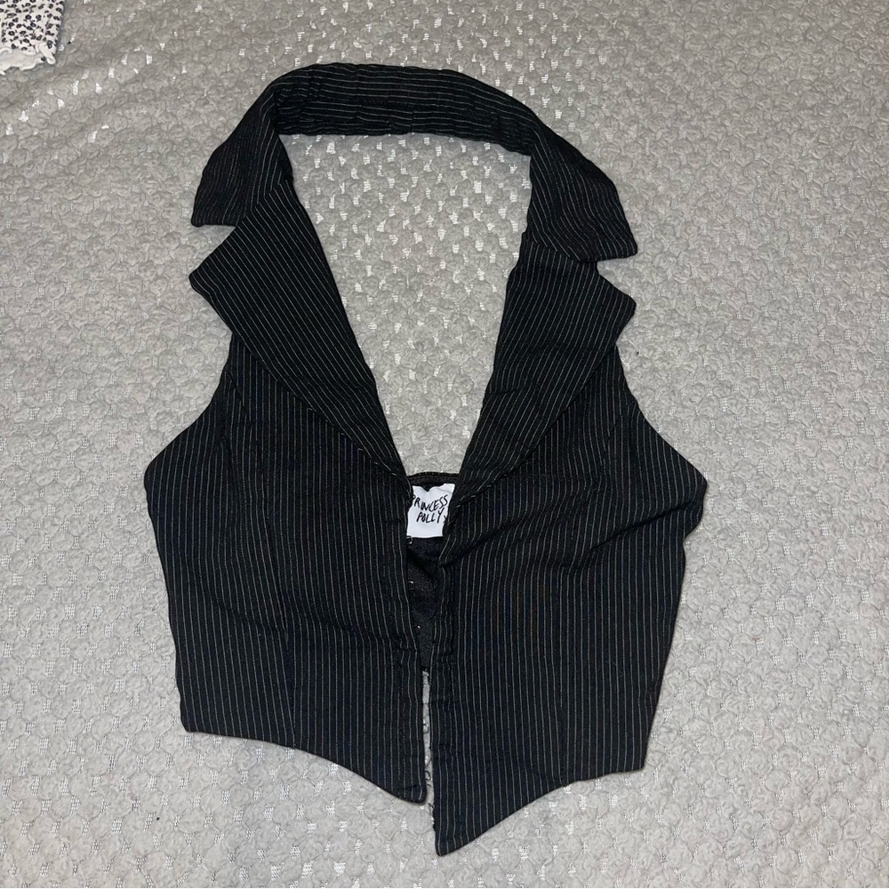 Princess Polly Black Pinstripe Crop Top